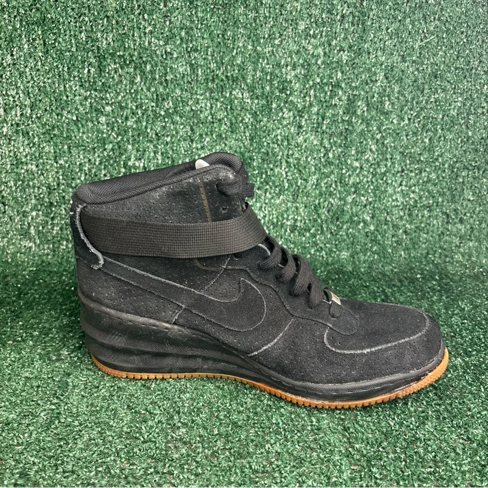 Nike Womens Lunar Force 1 Wedge Black Suede Gum Hidden Heel Sneaker Size 10‎